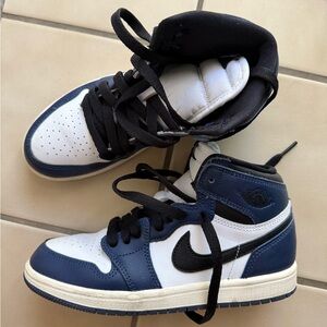 Kids Nike Air Jordan Mid Top Blue and White Sneakers Shoes